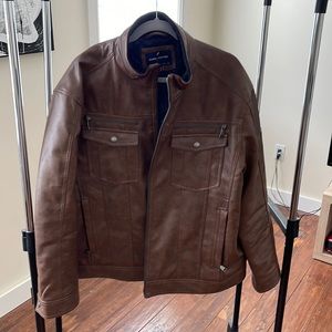 Dark brown XXL Daniel Hechter Paris Faux Leather Jacket